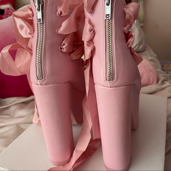 Y.R.U. x Dolls Kill Pink Ballet Bae Platforms - Picture 8 of 13